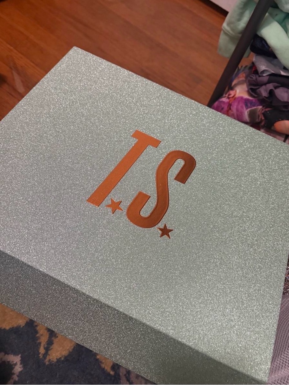 TS Monogram Glitter Gift Box - Mint Green with Copper Logo